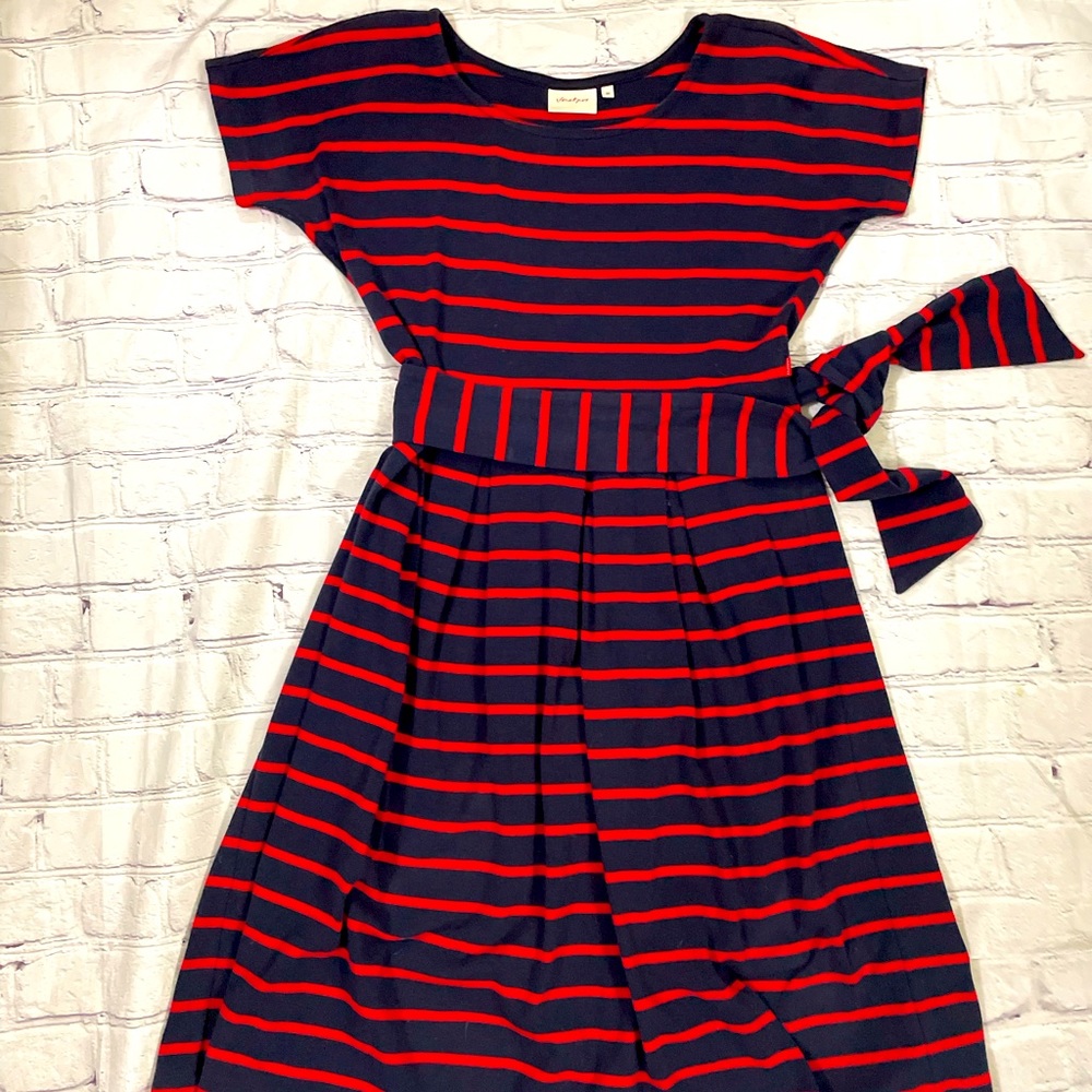 EUC Anthropologie brand striped cotton dress. Size Medium.